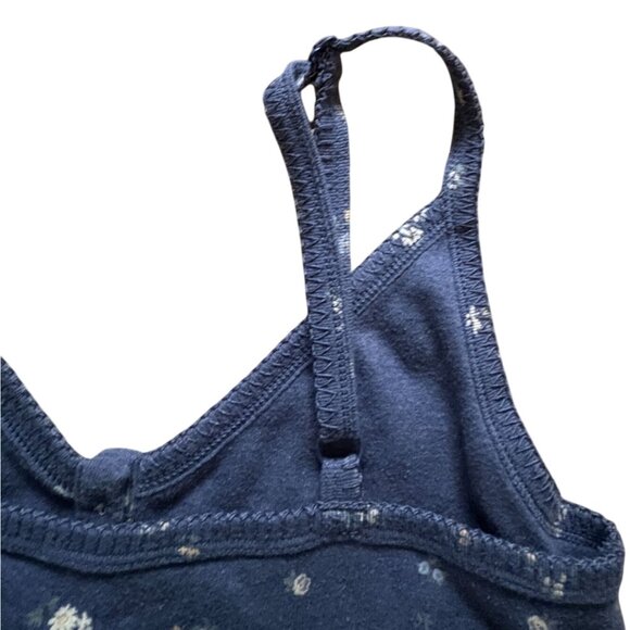 American Eagle Floral Cropped Adjustable Strap Tank Top-Blue-Large - Picture 5 of 6